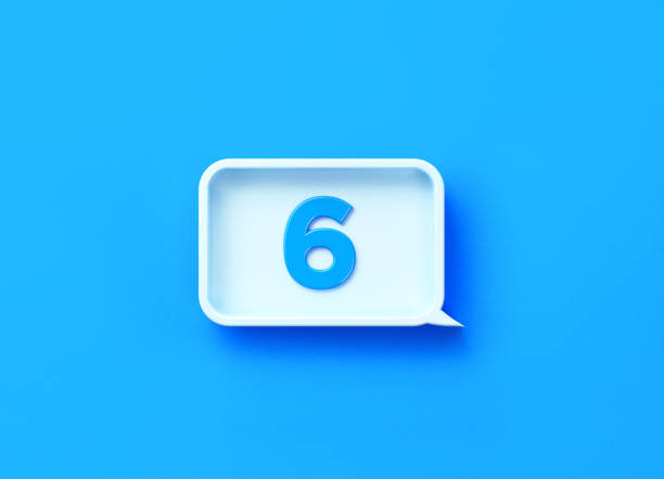 istock Number Six Written White Chat Bubble On Blue Background 1310106241