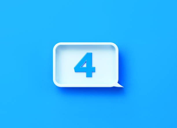 istock Number Four Written White Chat Bubble On Blue Background 1310107526