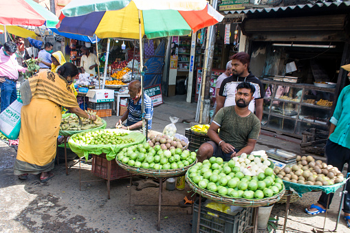 16 March, 2019, Kolkata: A fruit vendor selling fuits to customers in West Bengal, India.