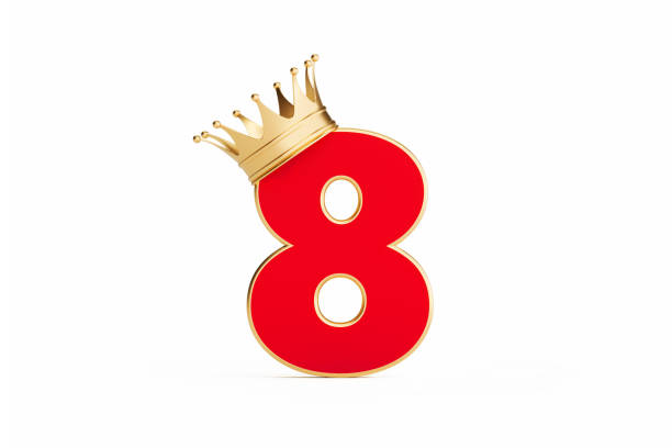 istock Number Eight Wearing Gold Crown Isolated On White Background 1310107849