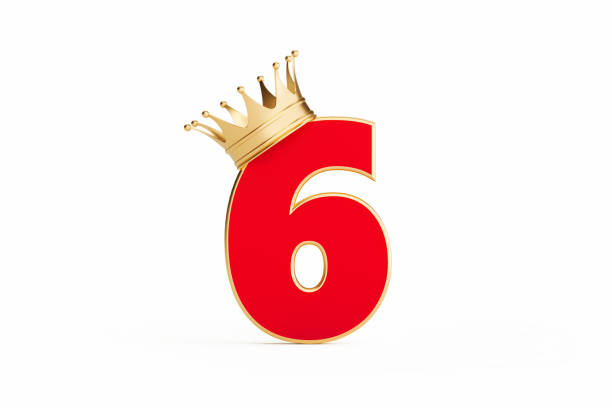 istock Number Six Wearing Gold Crown Isolated On White Background 1310107901
