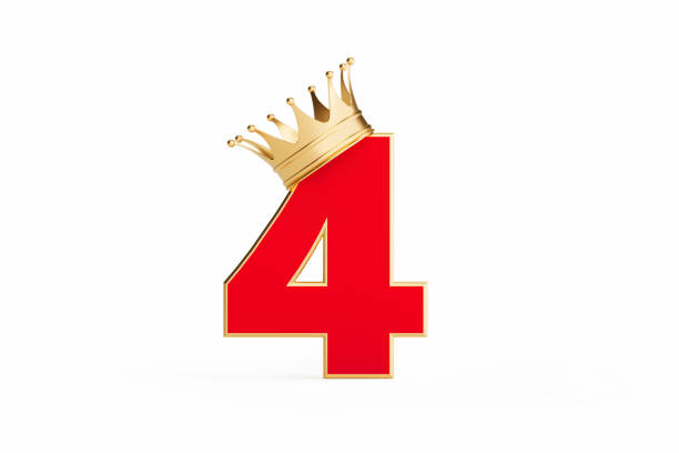 istock Number Four Wearing Gold Crown Isolated On White Background 1310108660