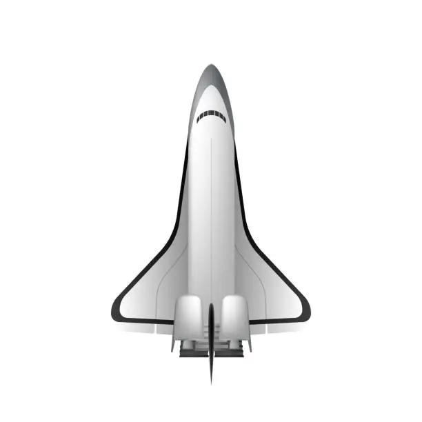 Vector illustration of Space shuttle. Fighter isolated on a white background. Element for design on the theme of space. Isolated. Vector.