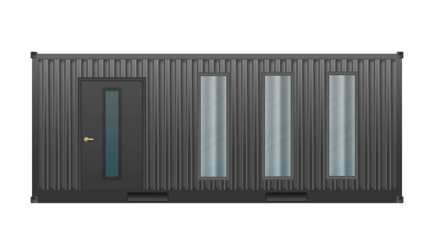 istock House of black cargo container. Large house out of container for ship isolated on a white background. Vector. 1310110632