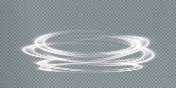 Fast moving abstract light lines Abstract vector light lines swirling in a spiral. Light simulation of line movement. Light trail from the ring. Illuminated podium for promotional products. spinning stock illustrations