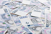 Czech paper money with heart on white background - czech money 5000,-