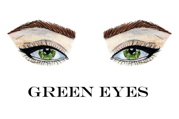 istock Green eyes hand drawn watercolor clip art 1310113200