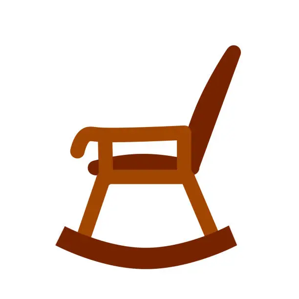 Vector illustration of Rocking chair. Furniture for an old man. Flat cartoon illustration. Wooden armchair