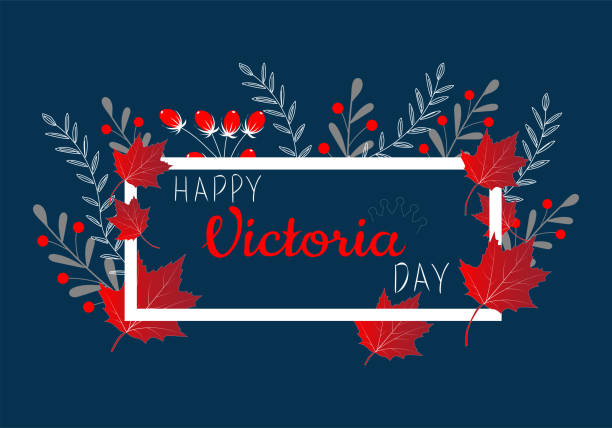 wektor ilustracja happy victoria day w kanadzie. - canadian culture leaf symbol nature stock illustrations