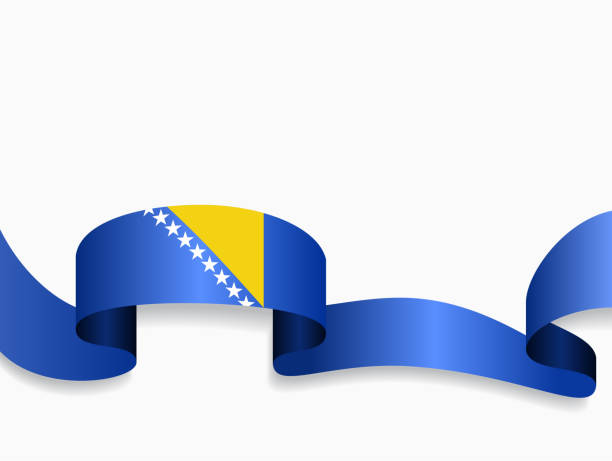 ilustrações de stock, clip art, desenhos animados e ícones de bosnia herzegovinan flag wavy abstract background. vector illustration. - bosnia herzegovinan