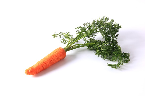 Carrot with leaves on white background