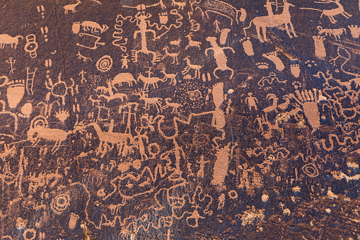 Newspaper Rock Archaeological Site with petroglyphs, Monticello Utah
