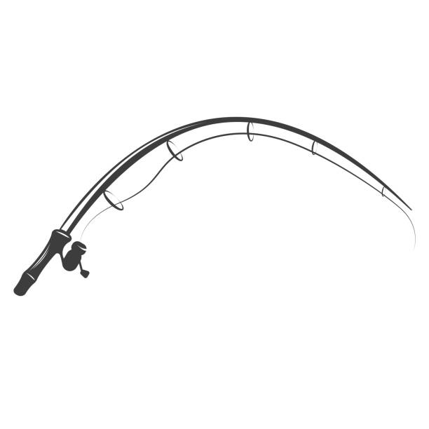Fishing rod Silhouette vector isolated on white Fishing rod Silhouette vector isolated on white background. Fishing Silhouettes vector illustration. Perfectly for fishing shops logo. minnow silhouette stock illustrations