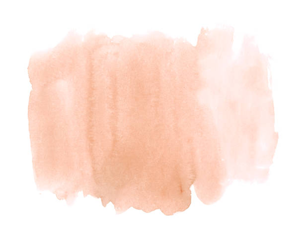 柔らかいサンゴピンクの水彩は、白い背景、微妙な茶色の水色に飛び散ります。 - 薄ピンク ストックフォトと画像