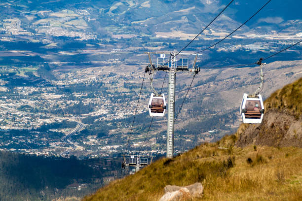 TeleferiQo cable car to the lookout Cruz Loma in Quito, Ecuador stock photo
