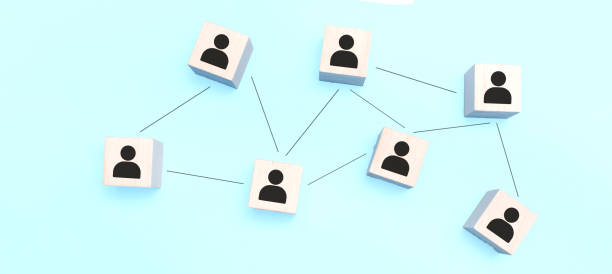 istock Wooden blocks connected together on a blue background. Teamwork concept 1310151494