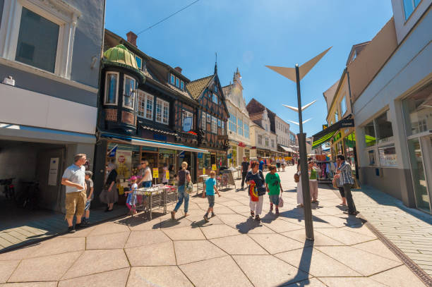 Vejle, Denmark - June 27 2011: Shopping street Torvegade in Vejle.