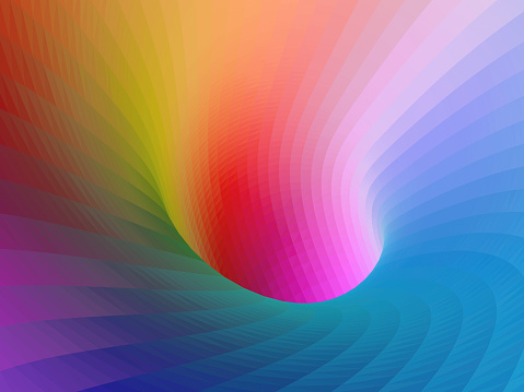 Abstract colorful background, vibrant triangular spectrum tunnel, 3d rendering illustration