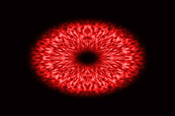 Abstract fractal on the black background. Magic red pupil