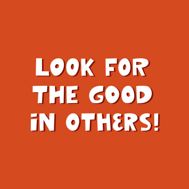 istock Look for the good in others. White cute hand drawn inspirational lettering with shadow on orange background. 1310162251