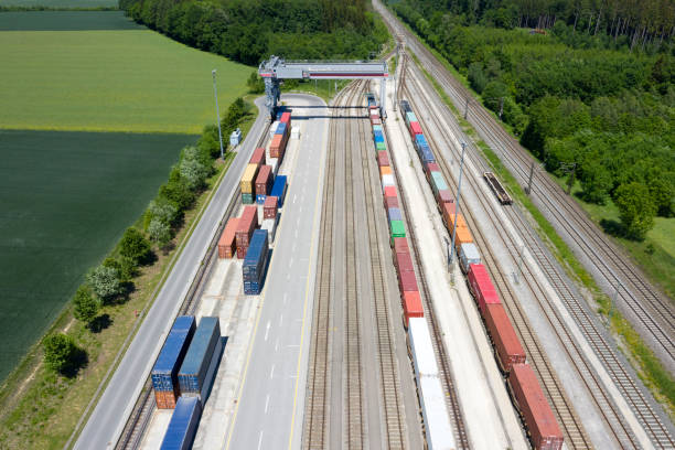 istock Aerial View of Railroad Junction, Container Terminal 1310162866