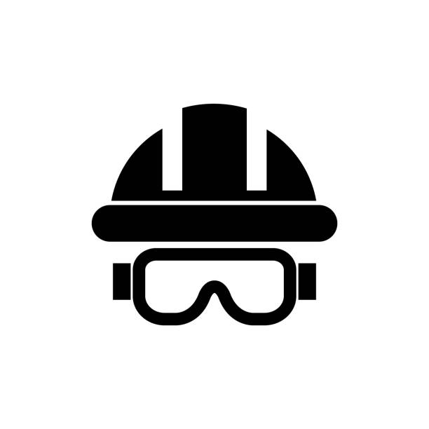 schutzhelm-symbol, logo isoliert auf weißem hintergrund - bauarbeiterhelm stock-grafiken, -clipart, -cartoons und -symbole