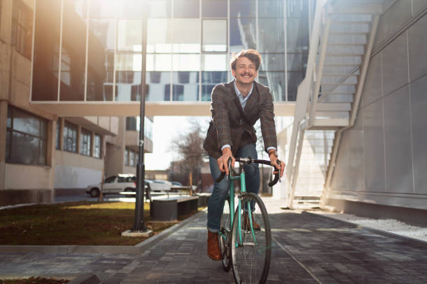istock Young modern man on a bike 1310168905