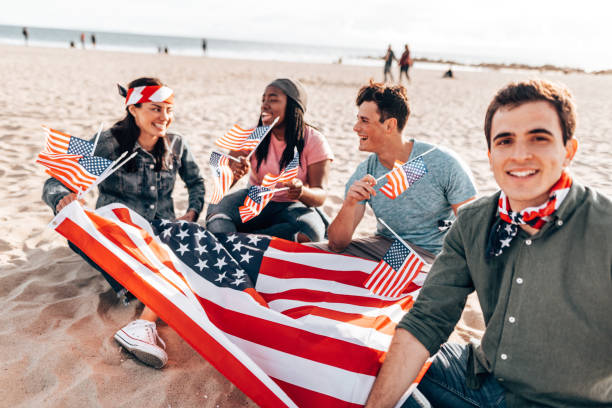 istock happiness friends all together with us flag 1310173665