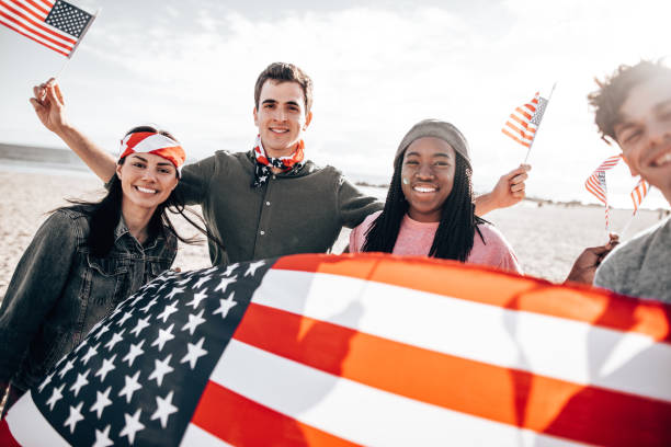 istock happiness friends all together with us flag 1310173692