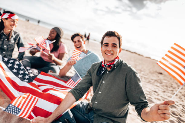 istock happiness friends all together with us flag 1310174299