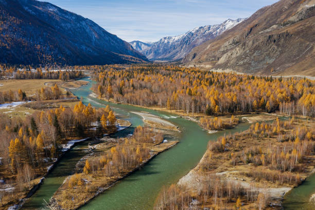 istock Altai mountains in autumn. Chuya river. Aerial view. 1310174502