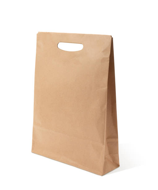 Blank brown shopping bag with clipping path.  Paper bag