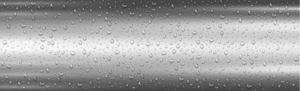 ilustrações de stock, clip art, desenhos animados e ícones de realistic drops of water on a silver metal background - vector - gray silver environmental conservation backgrounds