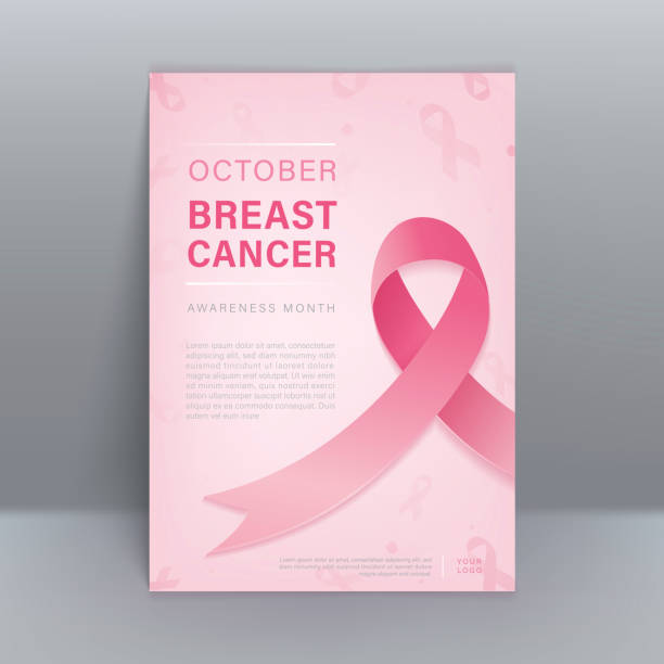 illustrazioni stock, clip art, cartoni animati e icone di tendenza di sfondo creativo di sensibilizzazione sul cancro al seno rosa pastello con nastro in proporzione alla brochure a4 - backgrounds pink femininity ribbon