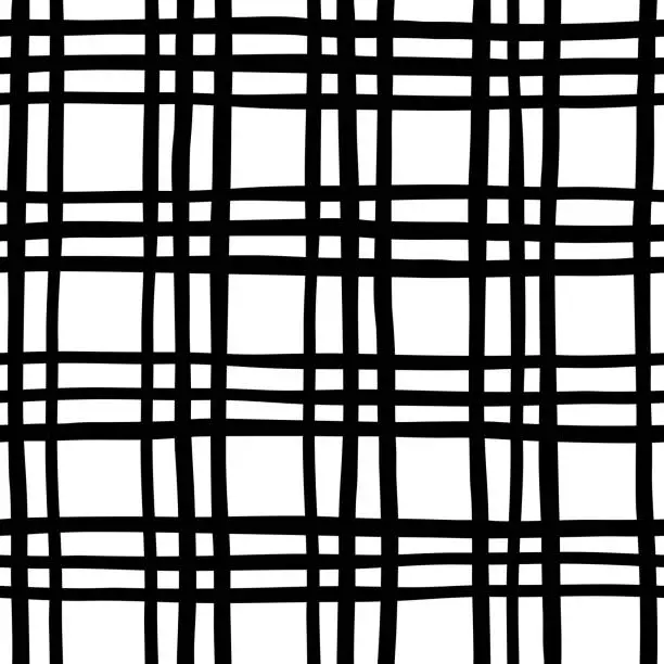 Vector illustration of Grid seamless pattern in black and white