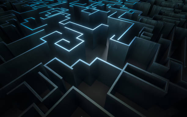 istock Maze concept with metal 1310188457