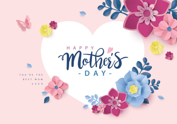Happy Mother's Day Happy Mother's Day greeting card. Vector illustration of beautiful flowers and typography design. mothers day stock illustrations