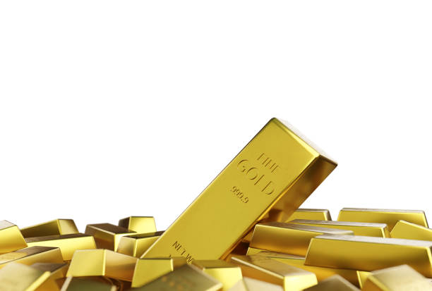 istock Gold bar stack isolated on white background with investment and trading. 1310203399