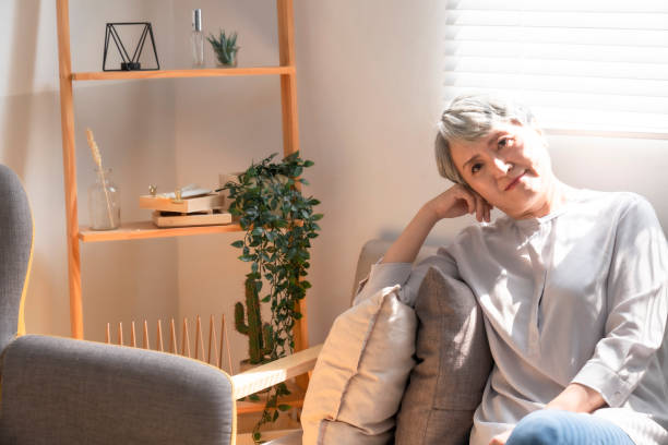 istock Elderly retired at home, enjoy life,Sitting peacefully on the sofa 1310204215