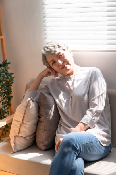 istock Elderly retired at home, enjoy life,Sitting peacefully on the sofa 1310204222