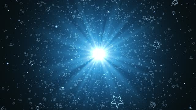 Award lights Animation with Blue shine light and Blue particle glittering flowing looped,