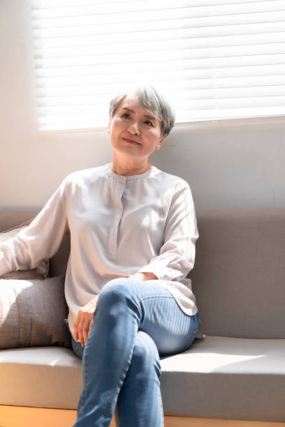 istock Elderly retired at home, enjoy life,Sitting peacefully on the sofa 1310204886