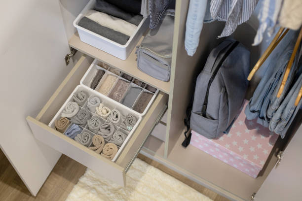 istock Wardrobe with perfect order clothes shades 1310205797