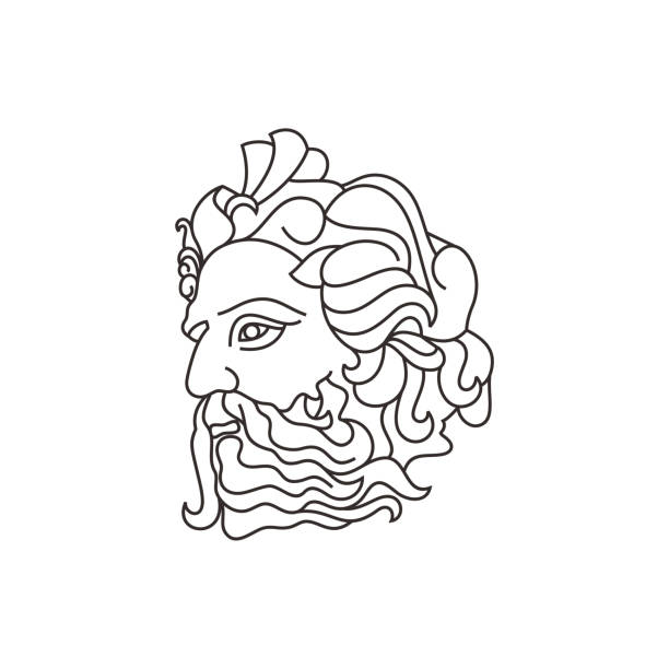 ilustrações, clipart, desenhos animados e ícones de deus grego poseidon. escultura de deus grego antigo ilustração de estoque da grécia, grécia antiga, grécia antiga, barba, ícone - classical greek greece roman god god