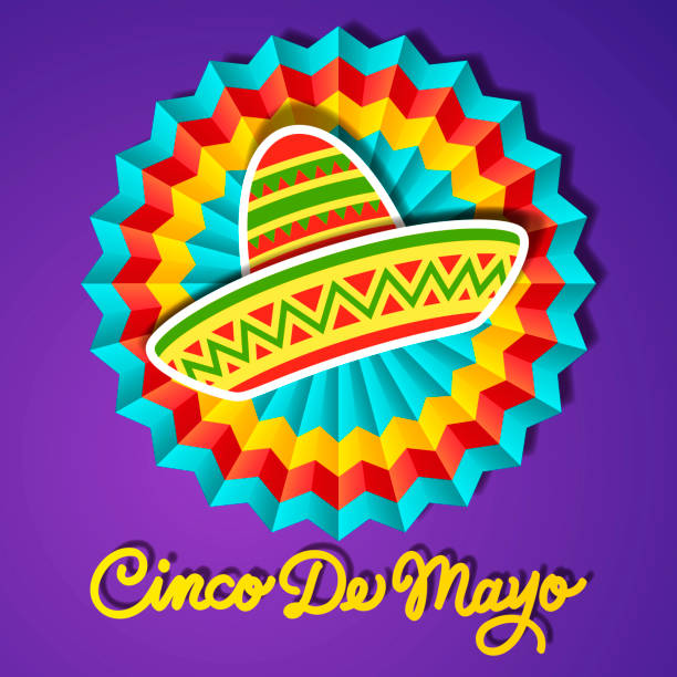 illustrations, cliparts, dessins animés et icônes de cinco de mayo paper fan & chapeau - handmade paper illustrations