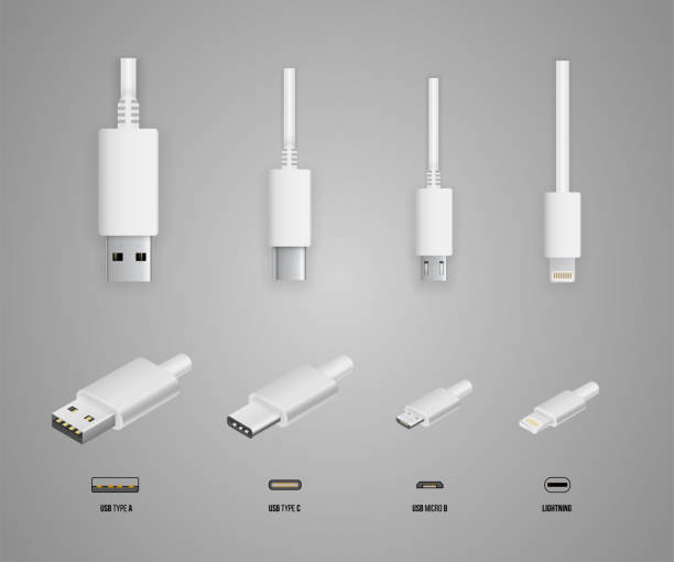 usb 모든 유형 - usb cable illustrations stock illustrations