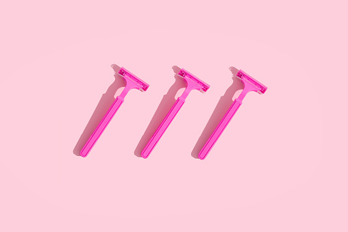 Shaver Raspbery Minimal Concept Three Female Raspberry Shavers With Hard Shadows On A ...