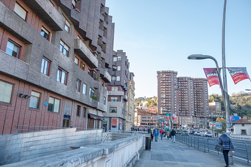 Bilbao, Biscay, Spain – March 22, 2021: Residential district Deusto in Bilbao
