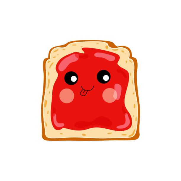 ilustrações de stock, clip art, desenhos animados e ícones de fried bread, toast with strawberry jam. jelly paste. made in cartoon style. vector - comida torrada ilustrações