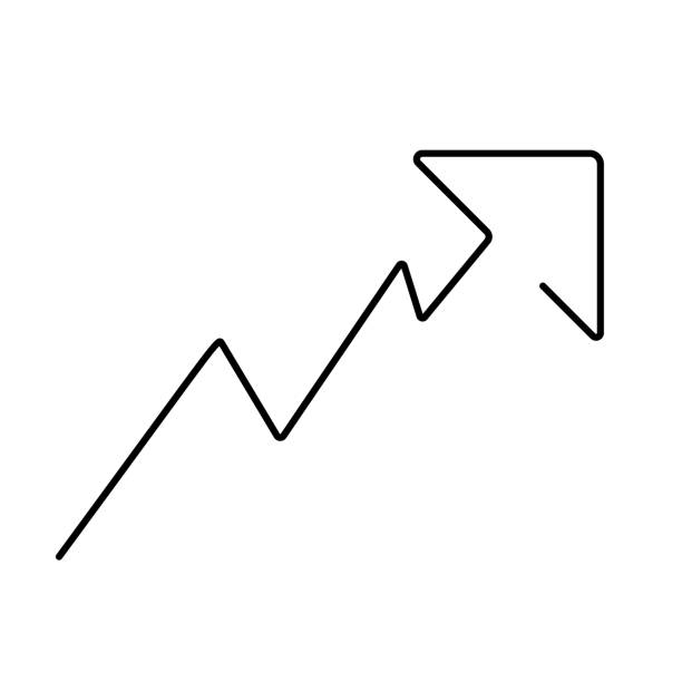 один непрерывный линейный рисунок значка графа, изолированный на белом фоне. eps10 векторная иллюстрация для баннера, веб, элемент дизайна, ша - graph arrow sign chart single line stock illustrations